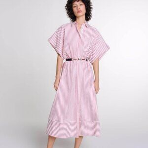 MAJE ~ Revana Embellished Striped Midi Dress / Shirtdress ~ 36 ~ S ~ $660